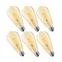 ST64 フィラメント LED電球 エジソンランプ E26口金 (6W) 50W形相当 電球色相当2700K 広配光タイプ 360度発光 LED電球 茶色 クラシック レトロ電球 シャンデリア用LED電球 調光器対応 (6個入)(3)