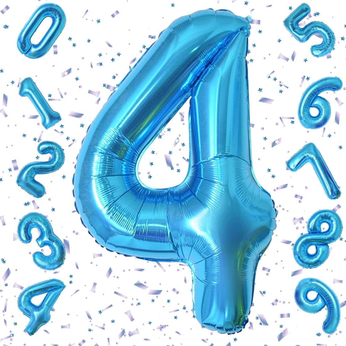 Exgox 数字バルーン ブルー アルミ風船 誕生日 40インチ ナンバー4 ハッピーバースデー 飾り付け 男の子 女の子 ギフト 記念日 お祝い パーティー 結婚式 披露宴