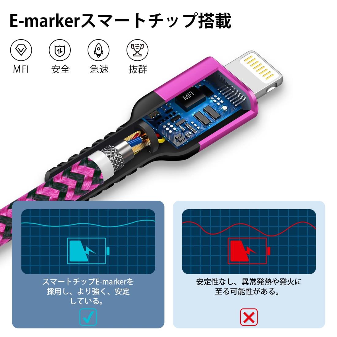 iPhone 充電ケーブル タイプC ライトニングケーブル USB-C to Lightning ケーブル PD 急速充電 高速データ転送 Type C アイフォン充電ケーブル typeC&lightning 高耐久ナイロン編み iPhone 14/14 Pro,iPhone 13/12/11/XS/XR/SE/8/8Plus,iPad Mini/Air 対応 1.83m/ピンク