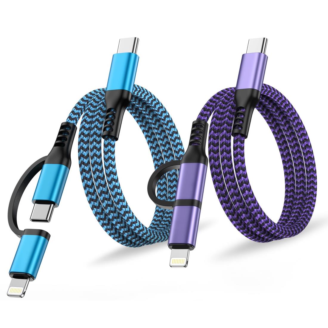 2in1 充電ケーブル USB C to Lightning/タイプC 充電ケーブル 30W PD対応 急速充電 &高速データ転送type-c&lightning 2in1 iPhone用+Android用 一本二役 GAEF 多機能充電 1.8M 高耐久ナイロン編み iphone/iPad 充電ケーブル iPhone 15 iPhone 14/14/13/12/Android各種対応