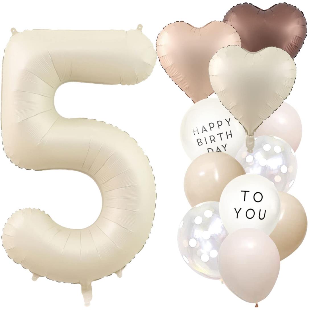 Iysoll 数字 バルーン 大きい 誕生日 飾り付け 風船 くすみカラー ナンバーバルーン バースデー バルーン おしゃれ 5歳 誕生日お祝い 記念日サプライズ（数字5）