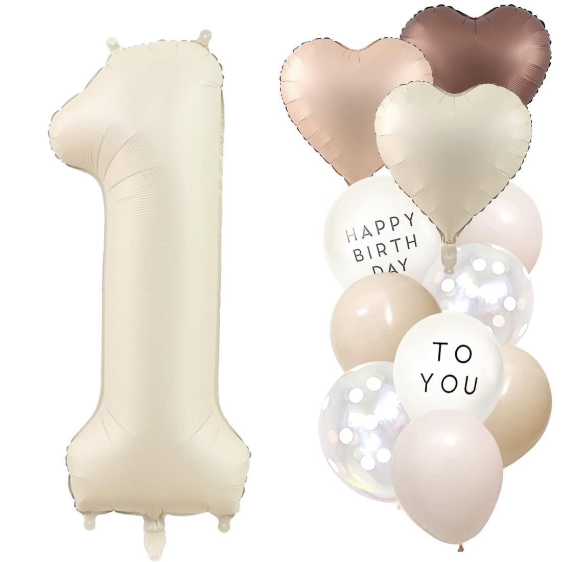 Iysoll 数字 バルーン 大きい 誕生日 飾り付け 風船 くすみカラー ナンバーバルーン バースデー バルーン おしゃれ 1歳 誕生日お祝い 記念日サプライズ（数字1）