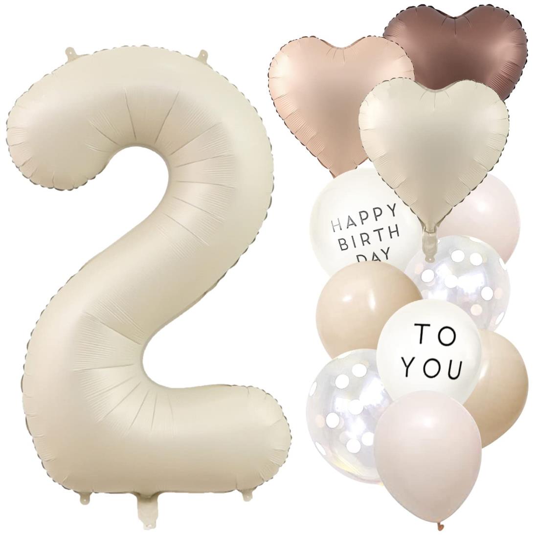 Iysoll 誕生日 飾り付け 大きい 数字 バルーン くすみカラー ナンバーバルーン バースデー バルーン 飾り 風船 おしゃれ 2歳 誕生日お祝い 記念日サプライズ (数字2) Iysoll