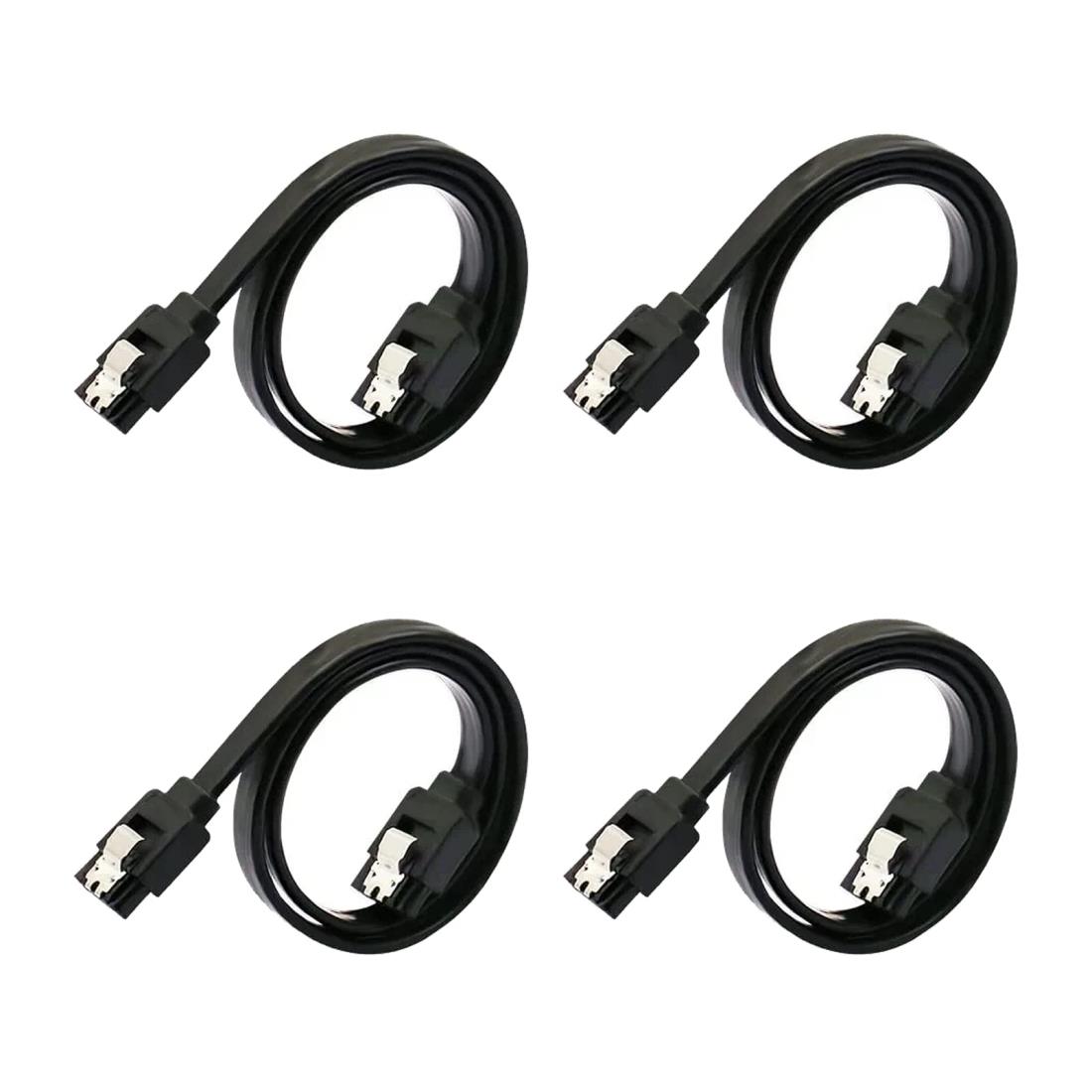 SATA ケーブル 0.8m（ストレート型）Suptopwxm Sata3 ケーブル 4本セット 6 Gbps対応 ラッチ付き SSDとHDD増設 Sata3 シリアル ATA3 ケーブル SSD ケーブル レッド (0.8m, ブラック)