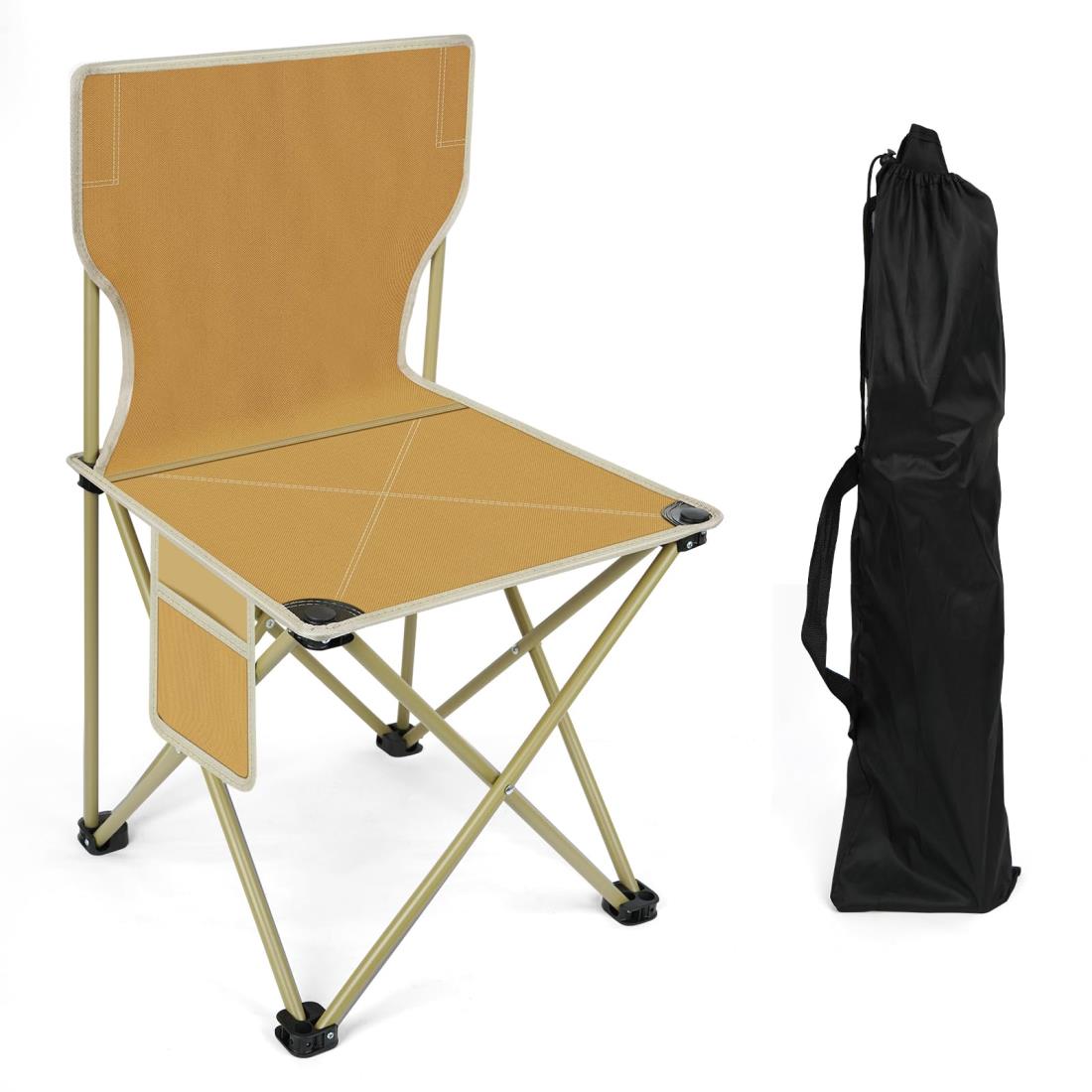 【一秒開閉】LAMPTOPアウトドアチェア 背もたれ 折りたたみ椅子 軽量 コンパクト イス キャンプ椅子 耐荷重150kg 高さ38cm 収納袋付き 携帯便利 釣り ゴルフ観戦 運動会 お花見 キャンプ (カーキ)