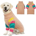 IECOii 犬用セーター 可愛い 犬 服 冬 色鮮やかな犬服 犬 ニット 防寒着 暖かい 犬服 秋冬 誕生日 聖夜 新年 クリスマスの贈り物 秋と冬 中型犬 ピンク XL