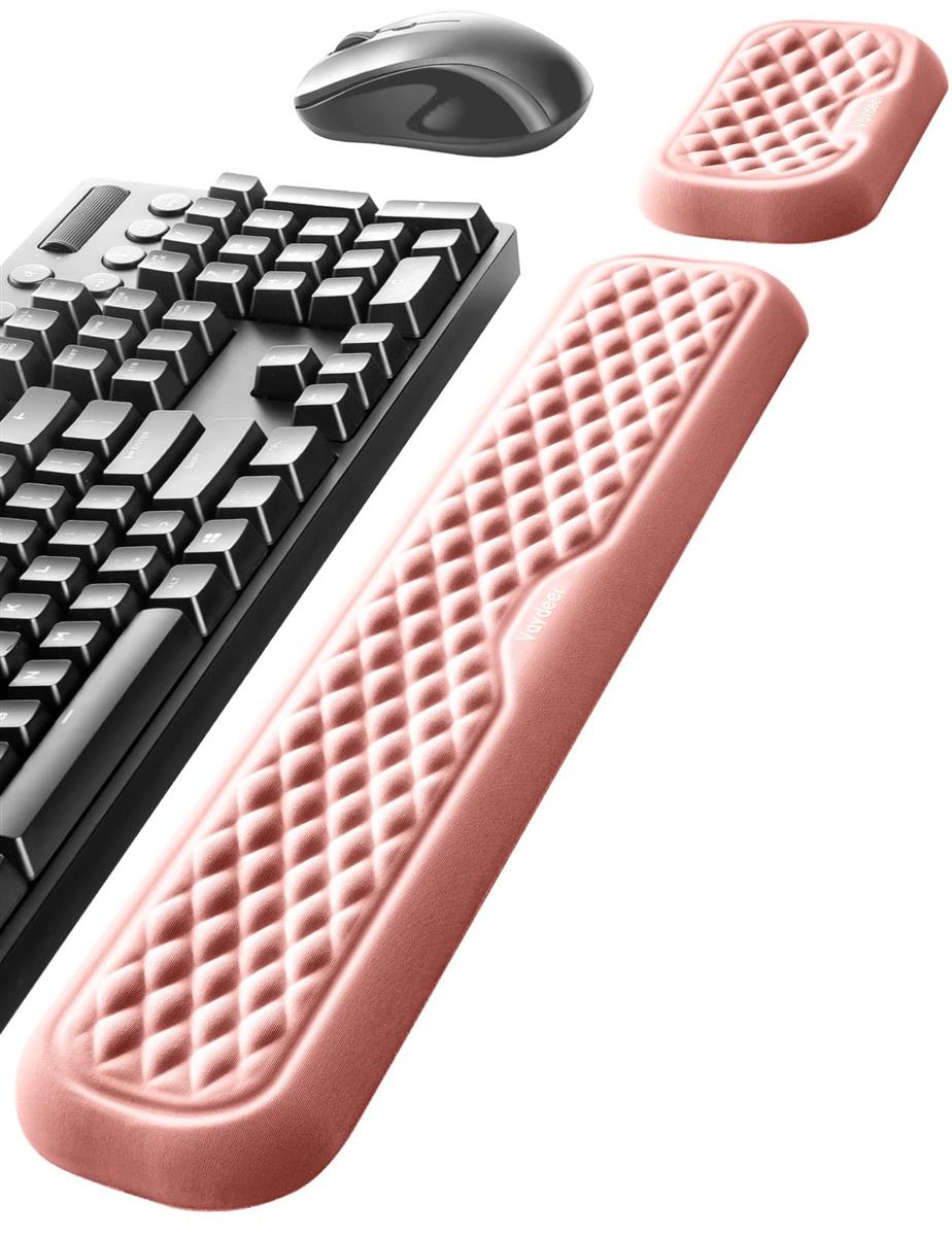 VAYDEER リストレスト キーボード 手首置き パームレスト 低反発 クッション 人間工学デザイン コンピュータ/タイピング/オフィス/仕事/家庭/ゲーム用（Pink 44cm+15cm）
