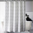 AooHome シャワーカーテン 防水 防カビ 120x150cm ユニットバス 浴室 高密度 速乾 加重 加厚 ストライプ 目隠し バス用品 お風呂カーテン リング付き ホワイト