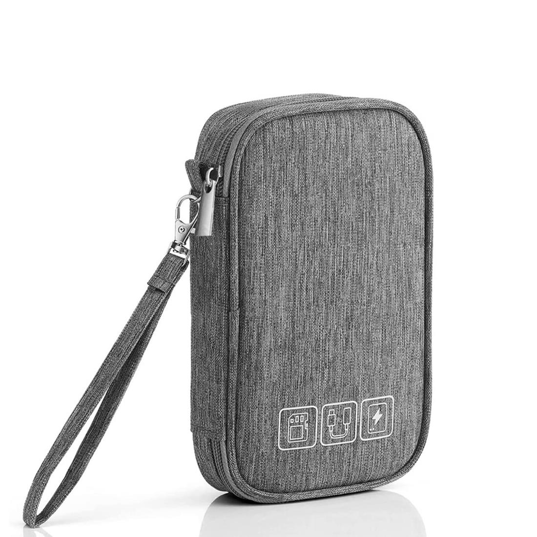 収納ポーチ 三層式 大容量 PC周辺小物 ガジェットポーチ 旅行 出張 便利グッズ ケーブル モバイル バッテリー 収納ポーチ モバイル バッテリー タブレット USBメモリ ケーブル イヤホン 充電器 ALLVD (グレー)