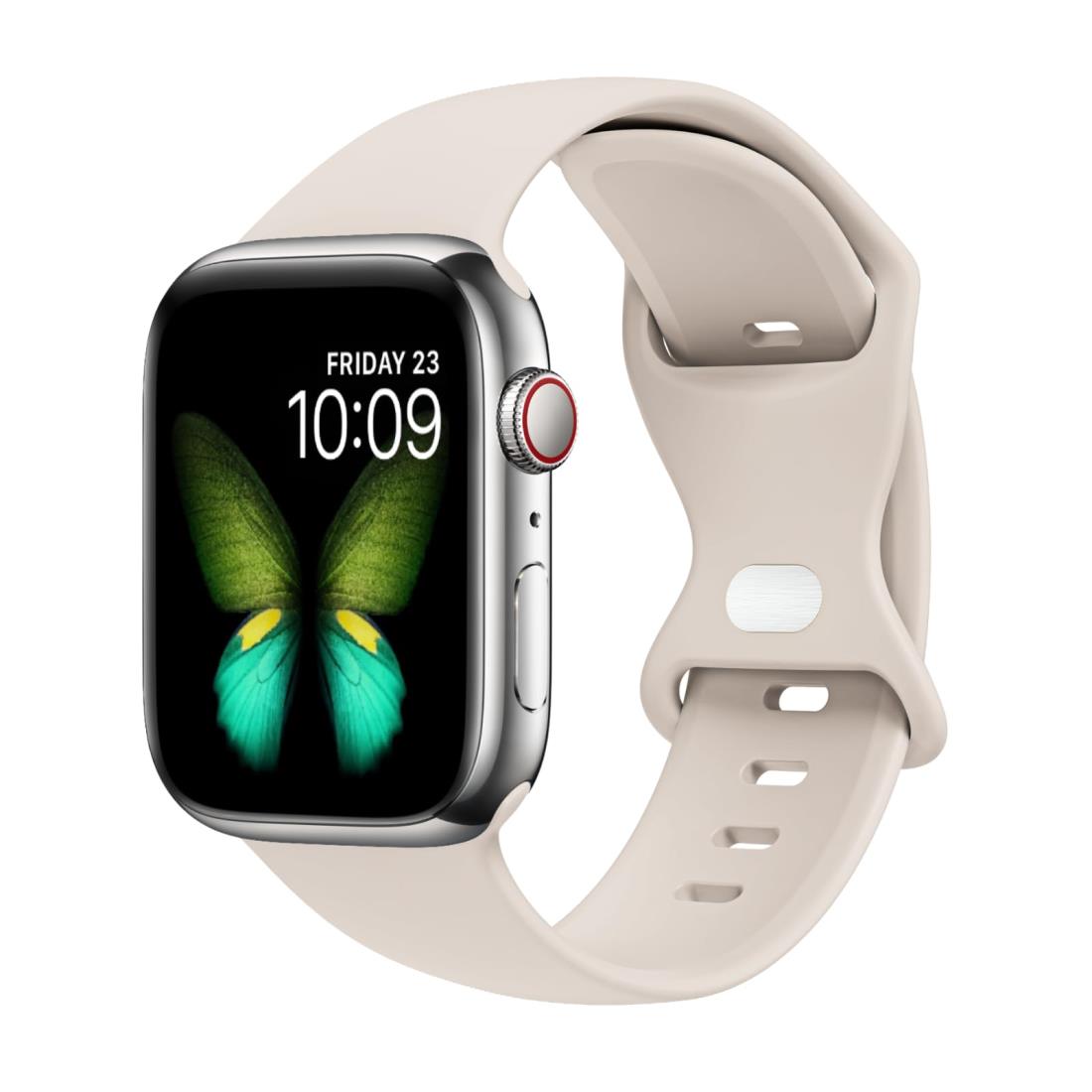 Tighesen コンパチブル Apple Watch バンド アップルウォッチ バンド 38mm 40mm 41mm 42mm 44mm 45mm 49mm for iWatch Ultra 2/Ultra SE Series 9/8/7/6/5/4/3/2/1 に対応 スポーツバンド 交換ベルト シリコン製 柔らかい 通気 耐衝撃 防汗 男性 女性 (スターライト, 42/44/4