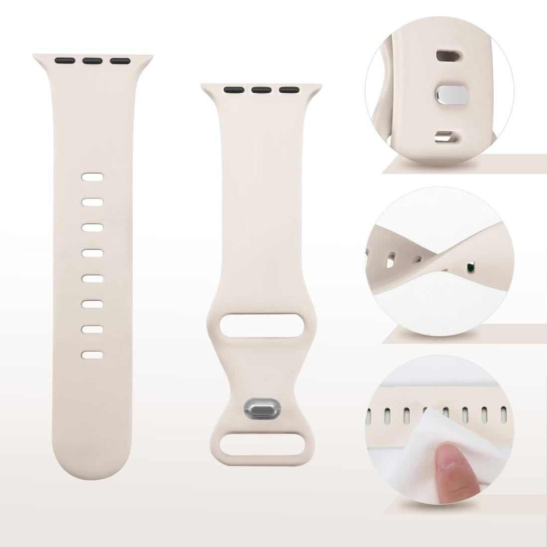 Tighesen コンパチブル Apple Watch バンド アップルウォッチ バンド 38mm 40mm 41mm 42mm 44mm 45mm 49mm for iWatch Ultra 2/Ultra SE Series 9/8/7/6/5/4/3/2/1 に対応 スポーツバンド 交換ベルト シリコン製 柔らかい 通気 耐衝撃 防汗 男性 女性 (スターライト, 42/44/4