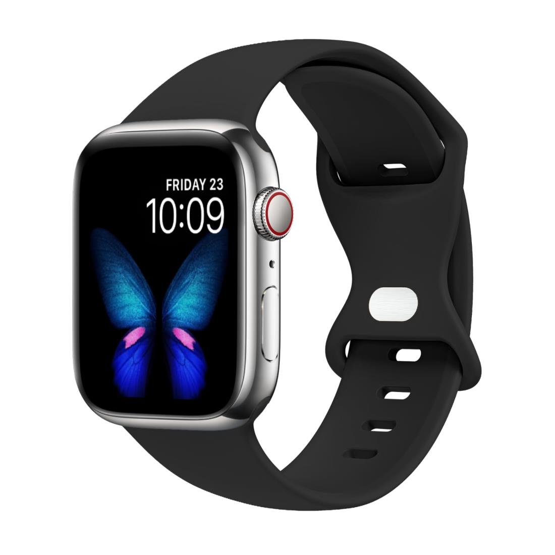 Tighesen コンパチブル Apple Watch バンド アップルウォッチ バンド 38mm 40mm 41mm 42mm 44mm 45mm 49mm for iWatch Ultra 2/Ultra SE Series 9/8/7/6/5/4/3/2/1 に対応 スポーツバンド 交換ベルト シリコン製 柔らかい 通気 耐衝撃 防汗 男性 女性 (ブラック, 38/40/41mm