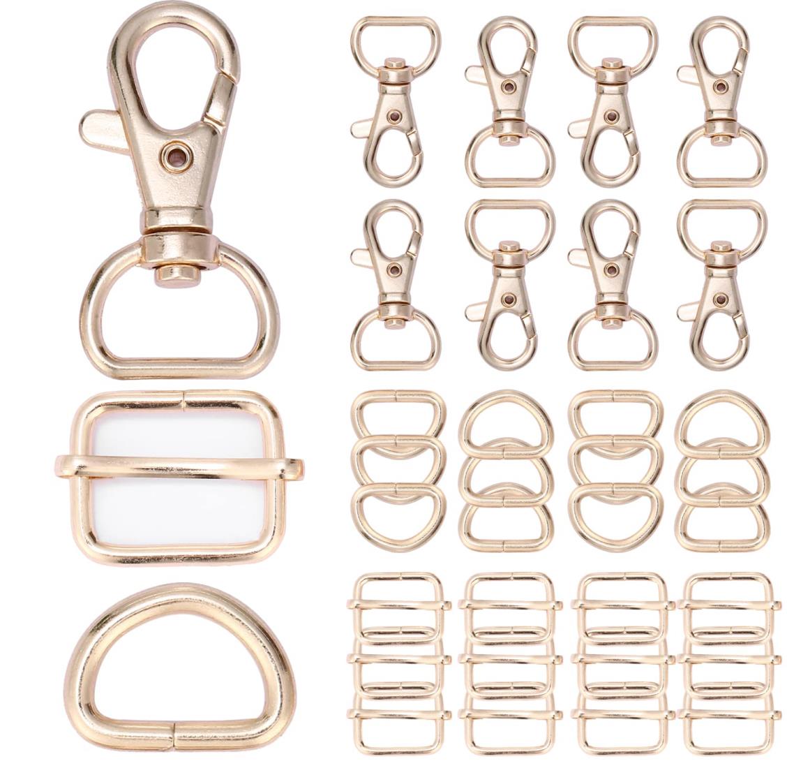 ナスカン 7個 Dカン 14個 リュックカン レバーナスカン 移動カン 14個 レザー 金具 ハンドメイド パーツ バックル (内径25mm, KCゴールド)
