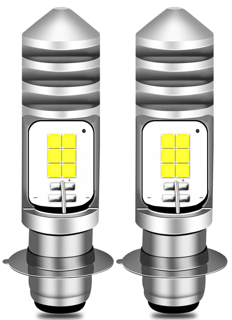 P15D LEDオートバイヘッドライト PH7 Hi/Lo切替 AC/DC 9V-85V 10W ライトバルブ ホワイト H6 二輪車 三輪車 電気自動車前照灯用 無極性 純正交換用 両面発光 6500K 1500LM (2個入り P15D)