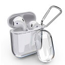KANOYO 対応AirPods 第1世代/第2世代 対応 ケース TPU素材 ケース 分離式 クリア イヤホンケース 透明 軽量 衝撃を防ぐ 保護ケース 紛失防止 カラビナ付き 装着したまま充電 (クリア)