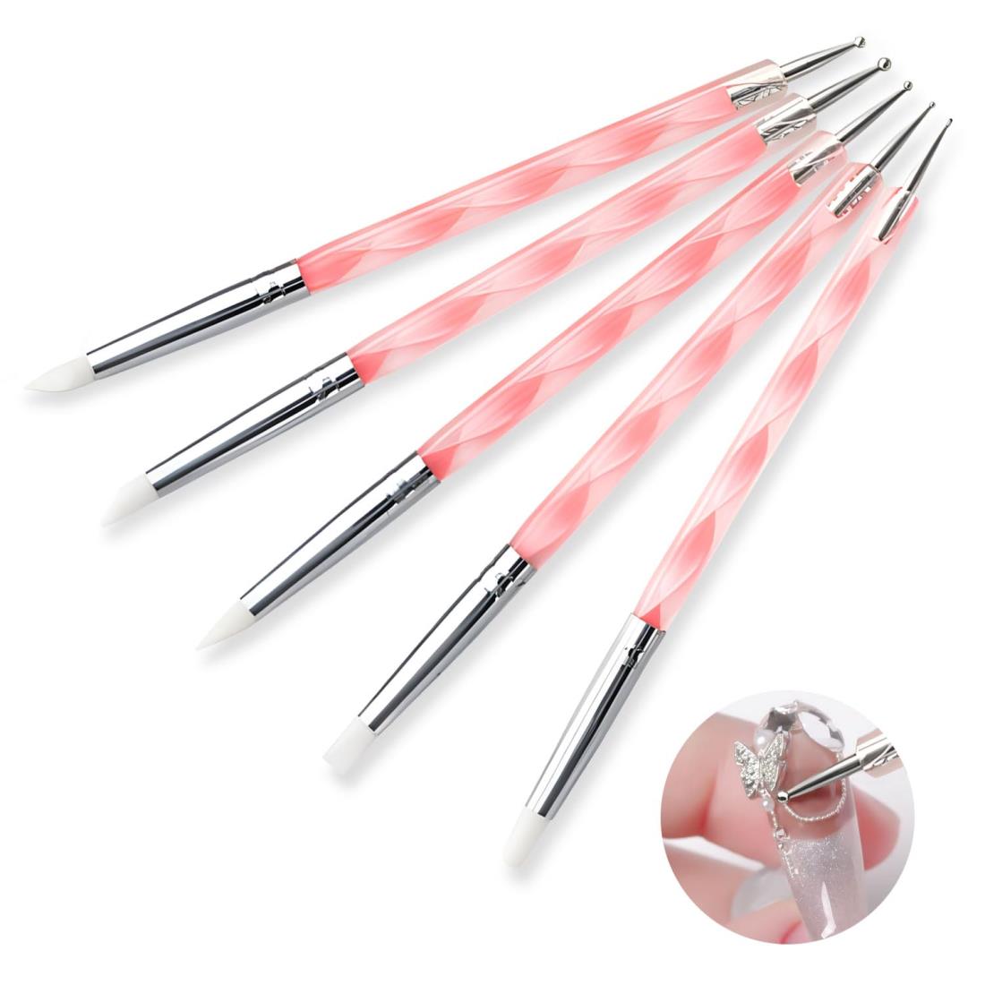 ネイルブラシ シリコンブラシ ドットペン 5種類セット セルフネイル シンプル 簡単 アート 自宅で ドッ..