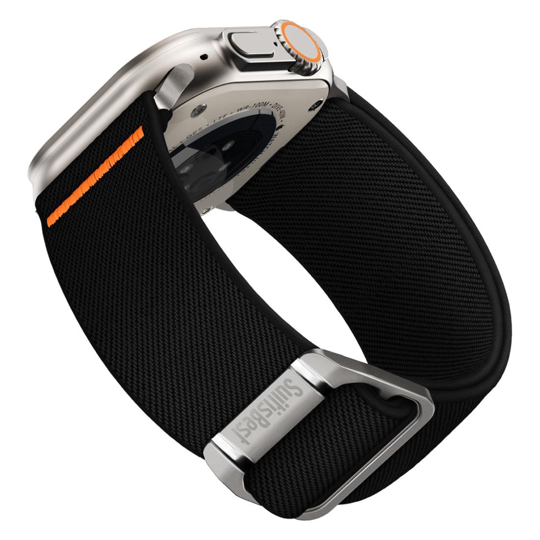 [Suitisbest] コンパチブル アップルウォッチ バンド ナイロン Apple Watch スポーツ 49mm 45mm 44mm 42mm アップルウォッチ Ultra 通気性 交換用ベルト アウトドア Series Ultra 8 7 6 5 4 3 2 1 SE 調整可 耐衝撃 耐久性 防汗 男性 メンズ ブラック
