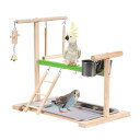 インコ 遊び場 鳥の遊び場 止まり木 鳥用 遊び場 おもちゃ バード 天然木 アスレチック 玩具 スタンド 止まり木 はしご ブランコ 食器 水器 トレイ付き バードトイ 鳥の巣 鳥栖 ラブバード セキセイインコ 小鳥 文鳥 オウム用 36*23*33cm (B)