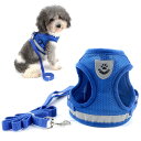 RANPHY メッシュ 犬用 ハーネス 胴輪 反射材料付き リード セット 超小型犬 小型犬 子犬 猫 散歩/訓練/お出掛 ペット はーねす 安全 抜けない 軽...