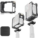 Insta360 Ace Pro/Insta360 Ace 対応 ケージ アルミ合金 クイックリリース 保護フレーム,レンズ保護カバー付き, カメラ保護ケース コールドブーツスロットとアダプター付き、三脚、自 撮り棒、マイクに接続できます