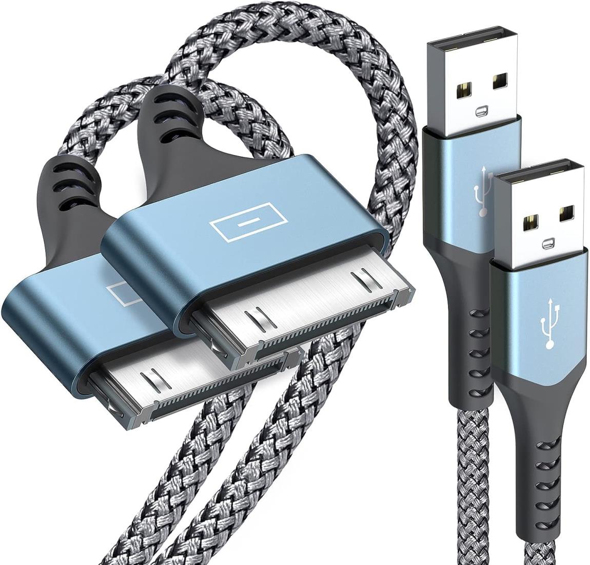 30ピン Dockケーブル【1m+1m 2本セット】USB充電ケーブル iPodケーブル 同期ドック ...