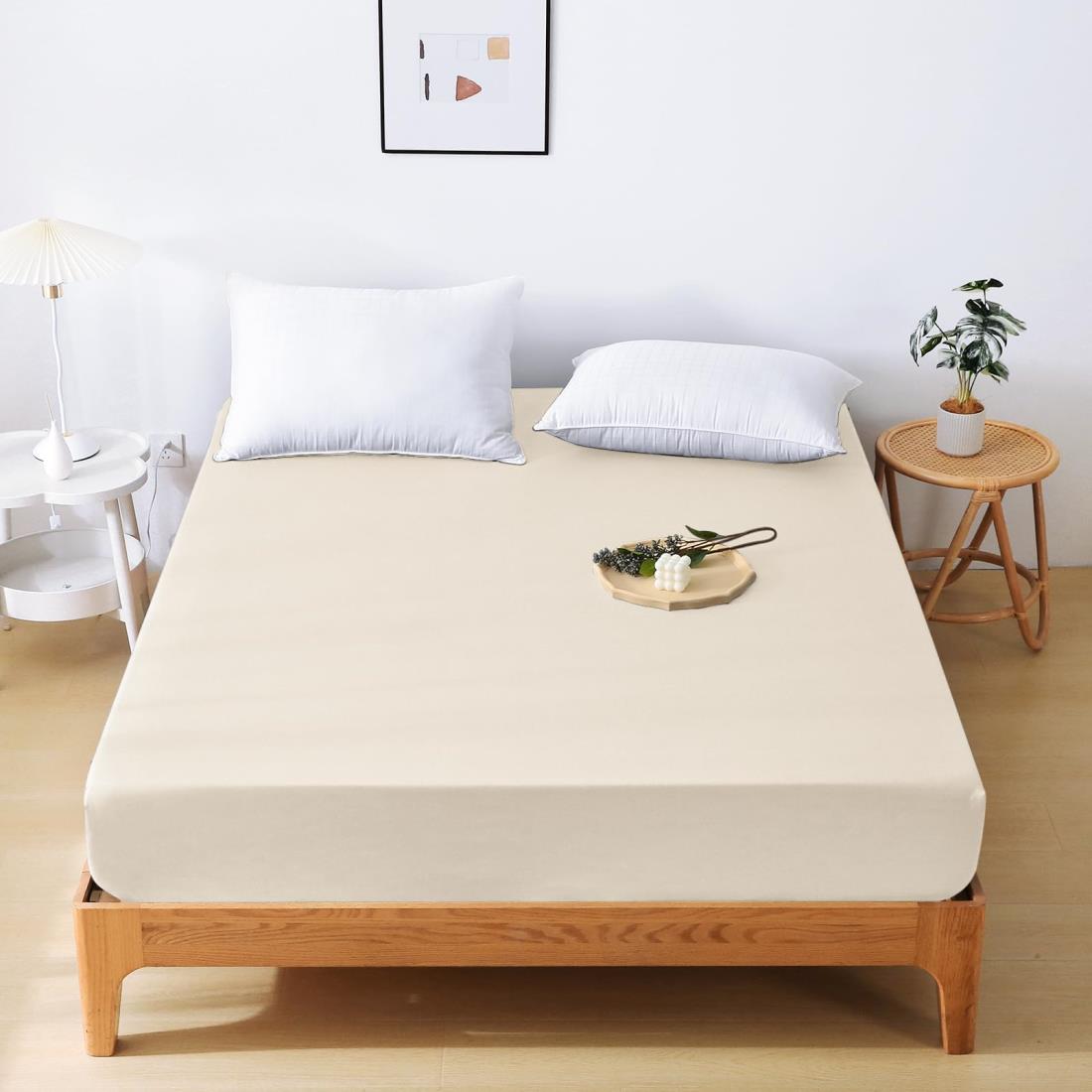 HEVUMYI ボックスシーツ 吸水速乾シーツ 厚さ5~30cmのマットレスに適用 （クイーン,160×200cm） ベッドシーツ 抗菌防臭マットレスカバー 洗えるベッドカバー 着脱簡単布団シーツ 敷き布団カバー 防ダニマットレスシーツ 柔らかな触感 ベージュ