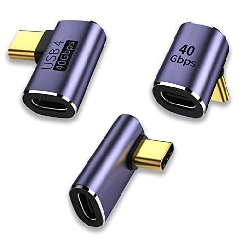 usb c l字 アダプタ タイプc USB4.0 変換アダプター 左右 90° 曲げ3種類セット 40Gbps高速転送 PD 100W/5A急速充電 8K@60Hz映像出力 usb-c l字 usb c l型 type c L型変換アダプター USB Cコネクター Thunderbolt 3、Mac Book Pro、SwitchなどのType Cデバイスに対応(二番+三