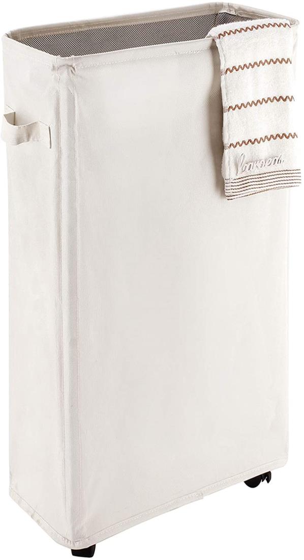 Caroeas 45L Slim 洗濯かご 6色 スリム ランドリーバスケット ランドリーかご 洗濯かご 折りたたみ キャスター付き 撥水加工 取っ手付き 細長型ランドリーバスケット 収納便利