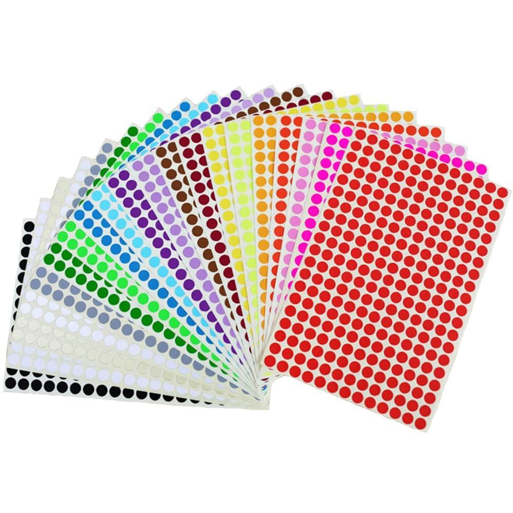 （まとめ） TANOSEE カラー丸ラベル 直径8mm 混色 1パック（1320片：88片×15シート） 〔×30セット〕 まとめ買い TANOSEE 蛍光カラー丸ラベル 直径8mm 桃 1パック（264片