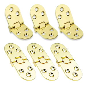 蝶番 テーブルヒンジ ドアヒンジ 【6個入り】折りたたみヒンジ 180度 /銀色 耐摩耗性 耐腐食性 ネジ付き 亜鉛合金 カウンターフラップヒンジ 家具固定補修金具 楕円 取り付け簡単 よく延性 (ゴールド-6pcs)