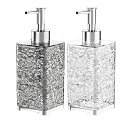 TerraShine シャンプーボトル 400ml 2個セット ソープ シャンプー用ディスペンサー 詰め替えボトル ハンドソ ープ 容器 手動 軽量 高級 透明 おしゃれ 洗面所 洗面台 浴室 キッチン(液体タイプ-四角)