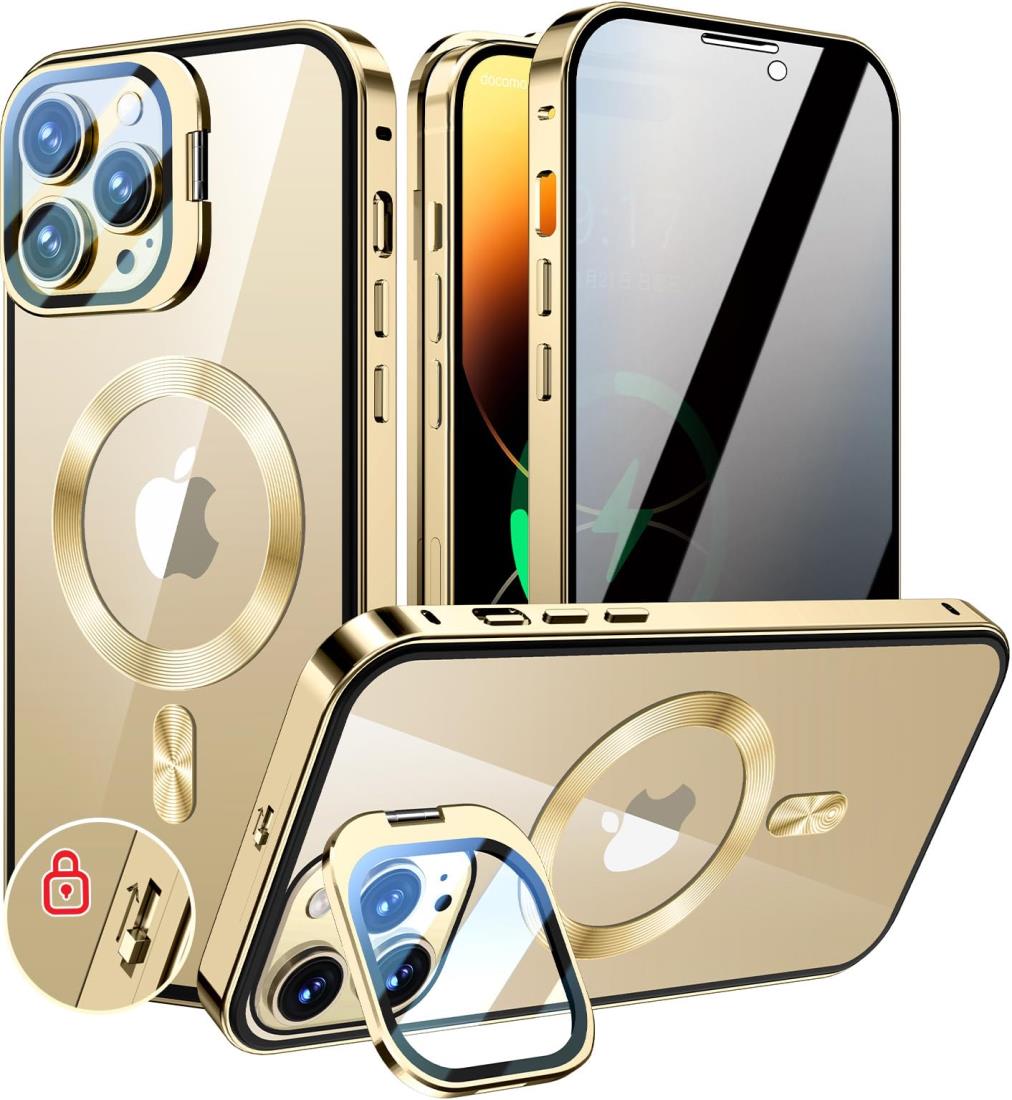 KELLCASE【カメラレンズ保護・スタンド+覗き見防止+MagSafe対応 】iPhone 14 