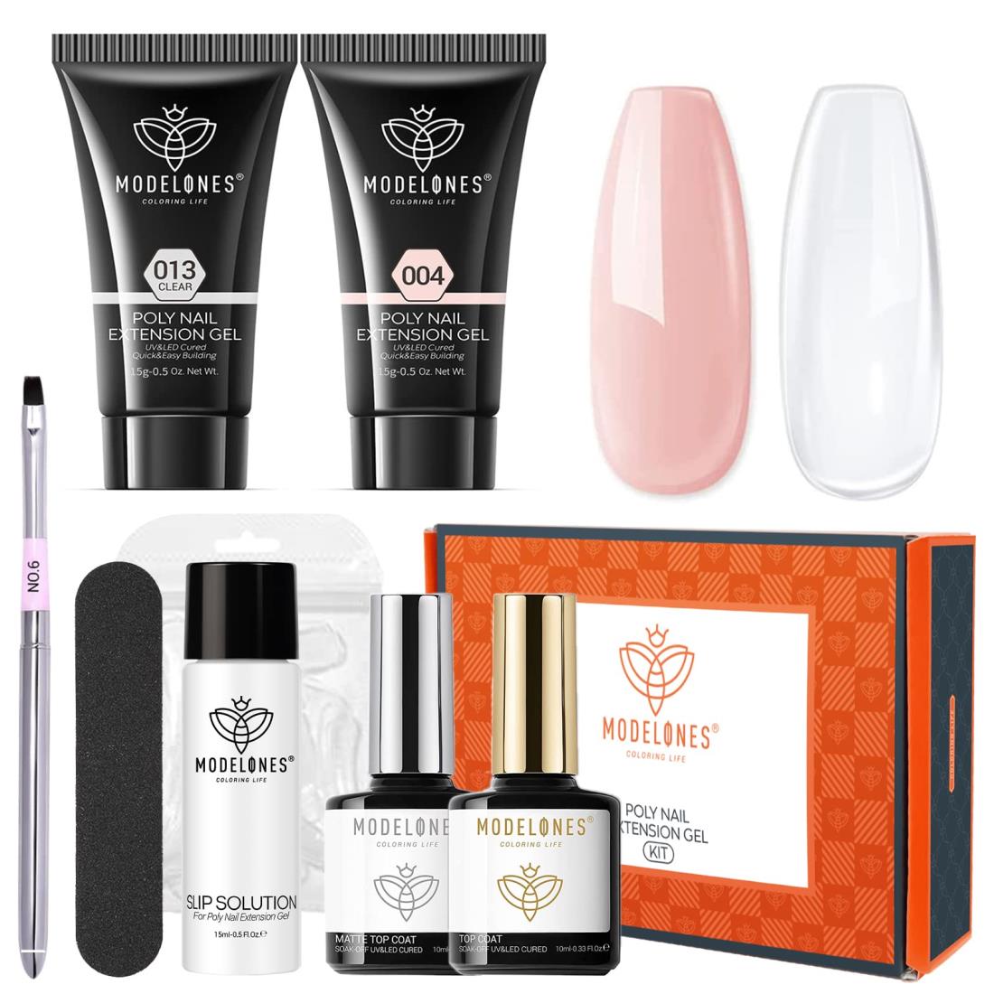 Modelones ジェルネイル ポリネイルジェル カラージェル 長さだし エクステンションジェル スカルプネイル付きセット オールインワンキット
