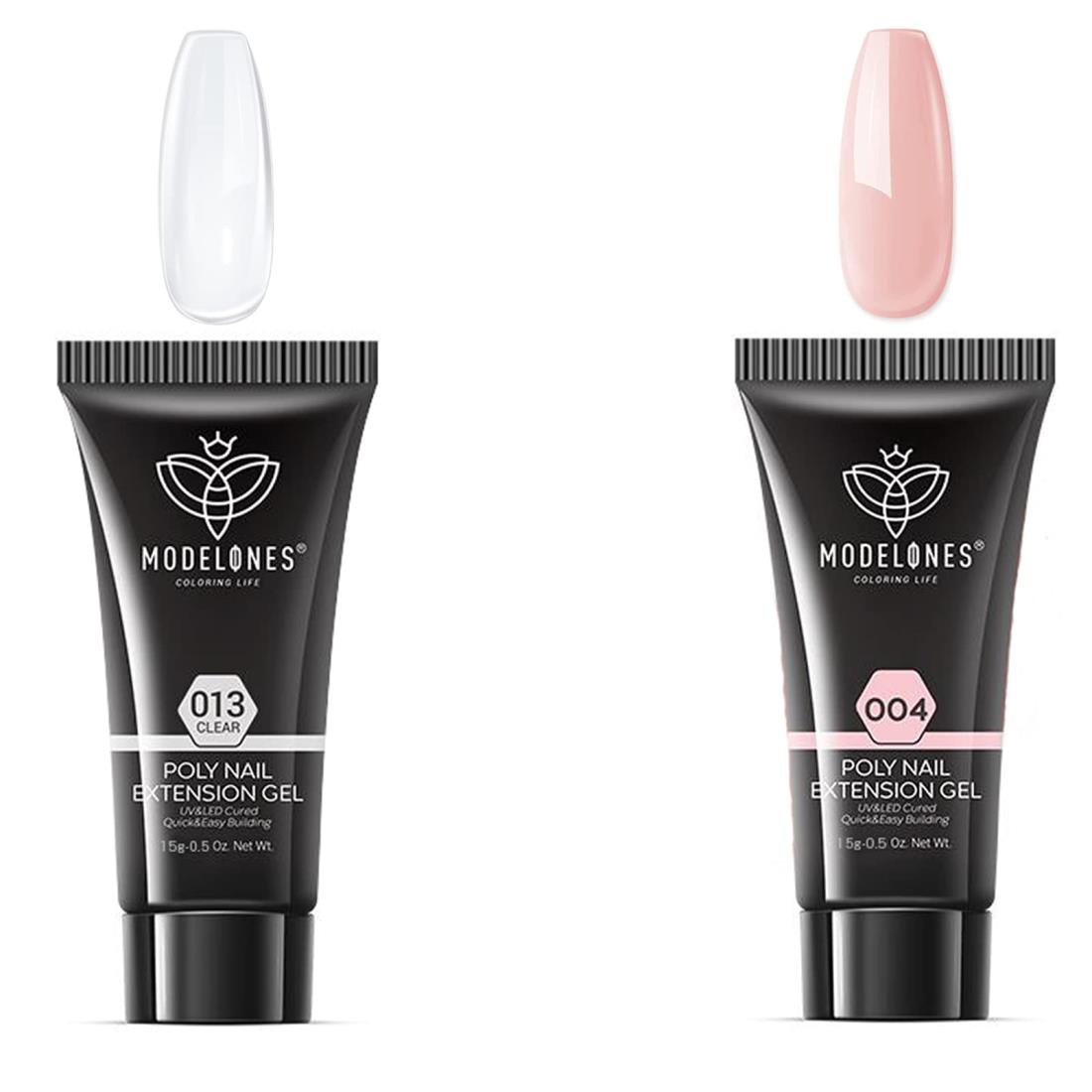 modelones ポリネイルジェル 長さだしジェルネイル カラージェル エクステンションジェル ジェル ポリッシュ二つ色セットUV/LEDライト対応 初心者用...