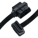 DCHAV OBD2 ODB II ケーブル 延長ケーブル フラット 超薄型 16ピン 16コア メスtoオス/メスインタフェースのデザイン (0.6m)