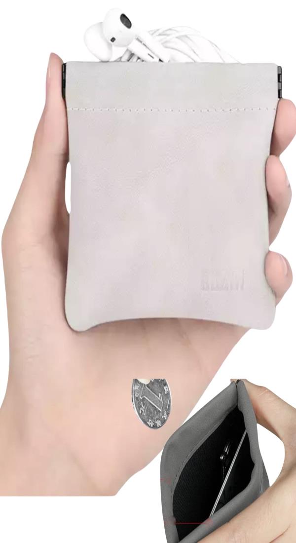 花禅 BUBM ミニポーチ ジュエリーケース ジュエリーポーチ 携帯用 持ち運び ポーチ 小さめ 小物入れ ヌバックソフトレザー 撥水加工 ステンレス金具 內部ベルベット アクセサリー ジュエリー 収納 ケース (グレージュ W:10cm)