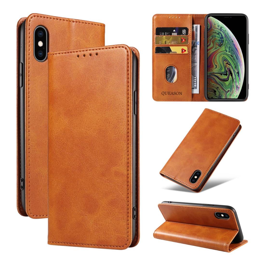 QUEASON 互換品 スマホケース【iPhone X/XS 通用手帳ケース】iphone x 用 ケース 手帳型 携帯カバー iphone 10 ケース 用 カード収納 iphonexs 用 手帳形ケース マグネット式 スタンド機能 iphone xs 用 ケース 手帳型 耐衝撃 全面保護 いphone10 用 手帳型ケース 落下防止