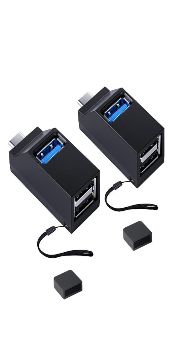 YFFSFDC USB C ハブ Type C ハブ 3ポート USB3.0＋USB2.0コンボハブ 超小型 バスパワー USB-C変換アダプター USBポート拡張 高速 軽量 コンパクト 携帯便利 2個入り