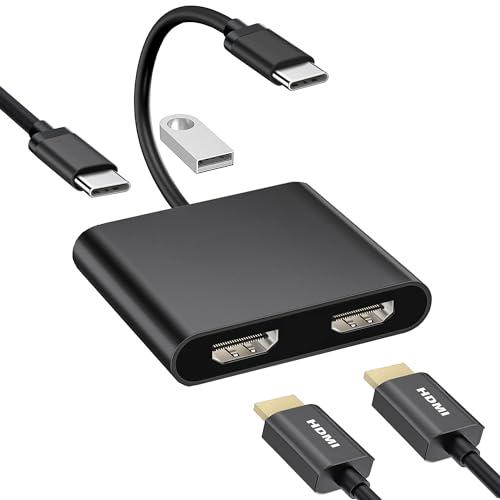 HDMI Type-C変換アダプター デュアルHDMI 拡張器 2画面出力 4-in-1 USB-C HDMI 拡張【HDMI 2つ+USB3.0+PD充電】マルチディスプレイアダプタ Type C HDMI 変換 マルチディスプレイ 3画面 USB HDMI ディスプレイポート HDMI ハブ USBディスプレイアダプタ HDMI 分配器 拡張 Mac