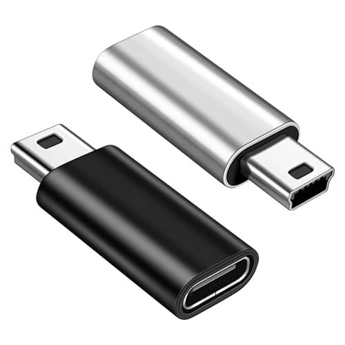 Type-C→Mini USB 変換アダプター USB-C to ミニUSB 変換コネクタ メス→オス 2個セット 充電とデータ転..
