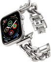 ステンレス チェーン ベルト シルバー Apple watch ultra 49mm バンド 調整 器具不要 キラキラ レディース アップルウォッチ ultra、Series 8 7 6 5 4 3 2 1 SEの49mm 45mm 44mm 42mm 41mm 40mm 38mmに対応 (42/44/45/49mm, シルバー.)(2)