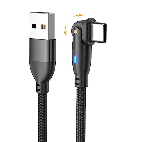 YFFSFDC USB Type Cケーブル 3m L字型 180度回転 急速充電 高速データ転送 マイクロ USB ケーブル 強化TPE製 USB Cケーブル MacBook iPad Air/Pro Xperia Galaxyその他Android各種 などUSB-C機器対応 ブラック