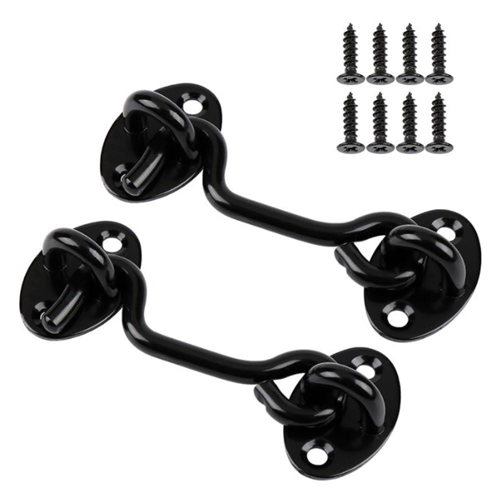 YFFSFDC ステンレス製引き戸用ゲートラッチ ブラック フック ゲートラッチ 錠前 アオリ止 スライド式 簡単取り付け 引き戸 玄関 家具 窓 寝室などに最適です 100mm 2個セット