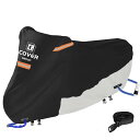 COVERGROUP【最新改良】420D丈夫厚手バイクカバー 大型 250cc用 400cc用 耐熱防水撥水防塵バイク用車体カバー紫外線防止 色褪せない風飛び防止盗 難防止バイク用のカバー収納袋付2.5m防風ベルト付きXXL:265X105X125cm