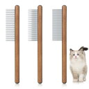 MAEXUS ペットブラシ【3点セット】猫 犬 ブラシ 猫 くし 猫 毛取り ペットの毛取り 長毛猫・短毛猫・小型・中型犬・ウサギ 木製ハンドルブラシ 抜け毛・...
