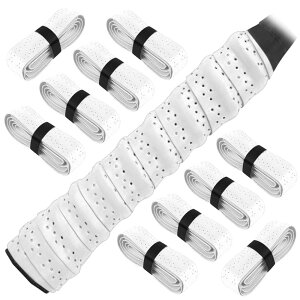 グリップテープ テニス グリップテープ 10本セット ストレッチ穴あ き平手ラバー 汗の吸収 滑り止め 耐摩耗性 衝撃吸収 通気性 適したバドミントンラケット テニスラケット 釣り竿 卓球ラケット (ホワイト 10個)