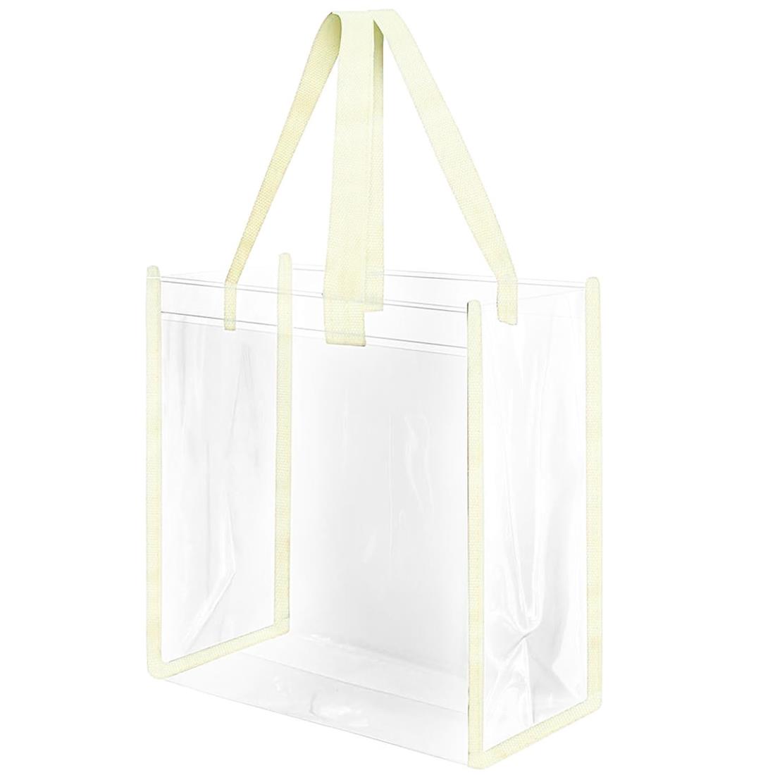 [Drawheart] プールバッグ 透明ビニールバッグ 防汚防水トートバッグ 持ち運びに便利で 耐久性と強度 高精細半透明 マルチシーン対応 水疗包 旅行包 衣物收纳包 (クリーム色 30cm)