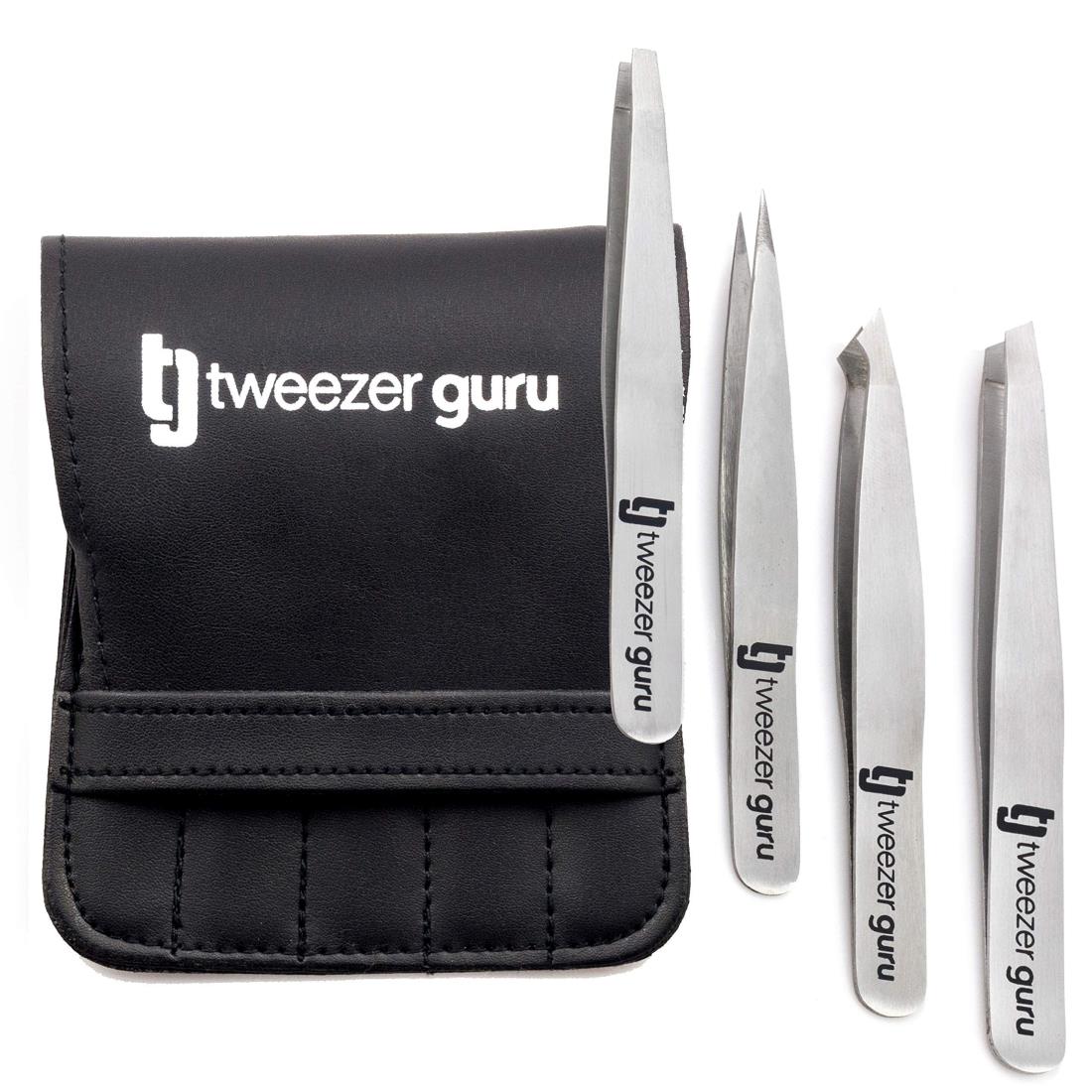 TweezerGuru 毛抜き ピンセット 眉毛抜き 精密 ステンレス 鼻毛 ヒゲ とげぬき 黒ずみ 角栓 角質取り 4本入り