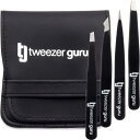 TweezerGuru 毛抜き ピンセット 眉毛抜き 精密 ステンレス 鼻毛 ヒゲ とげぬき 黒ずみ 角栓 角質取り 先斜め 先端極細 4本入り