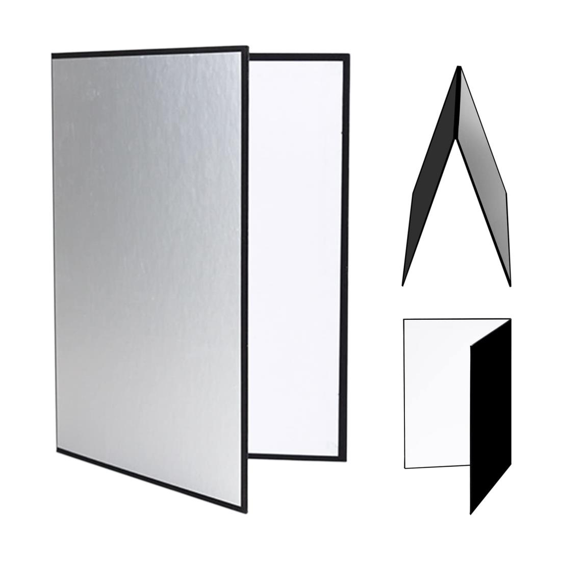 ▊サイズ：A4。 長297mm（11.96in）、幅210mm（8.27in）、厚約5mm。▊様々な商品撮影のニーズに対応！3in1レフ板です。▊厚さ2.5mmの写真用反射板は、耐久性があるだけでなく、従来の反射板よりも軽量で持ち運びに便利で、印画紙よりも厚いです。▊撮影用レフ板A4（297X210mm）の大きさに変化し、パソコンケースに入れるので携帯しやすいです。自立もするのでスタンドもいりません。一人でも簡単に使えます。▊用途：金属製品、ガラス製品、ジュエリー、化粧品、おもちゃ、商品撮影などの場合にいいアイテムです。説明 無し